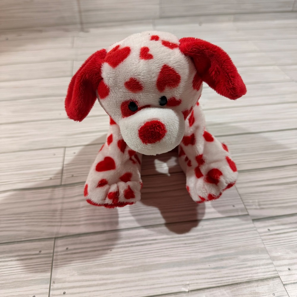 Ty Pluffies Lovey Red Heart White Dog Plush Stuffed Animal 2010 100% TyLux 8"